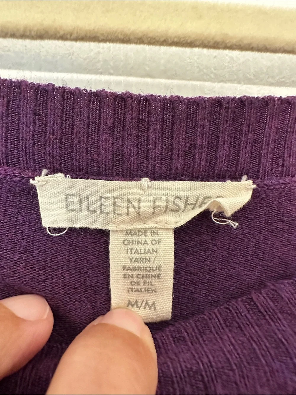 Eileen Fisher Purple Scoop Neck Relaxed Knit Sweater